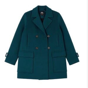 Wool coat in teal massimo dutti